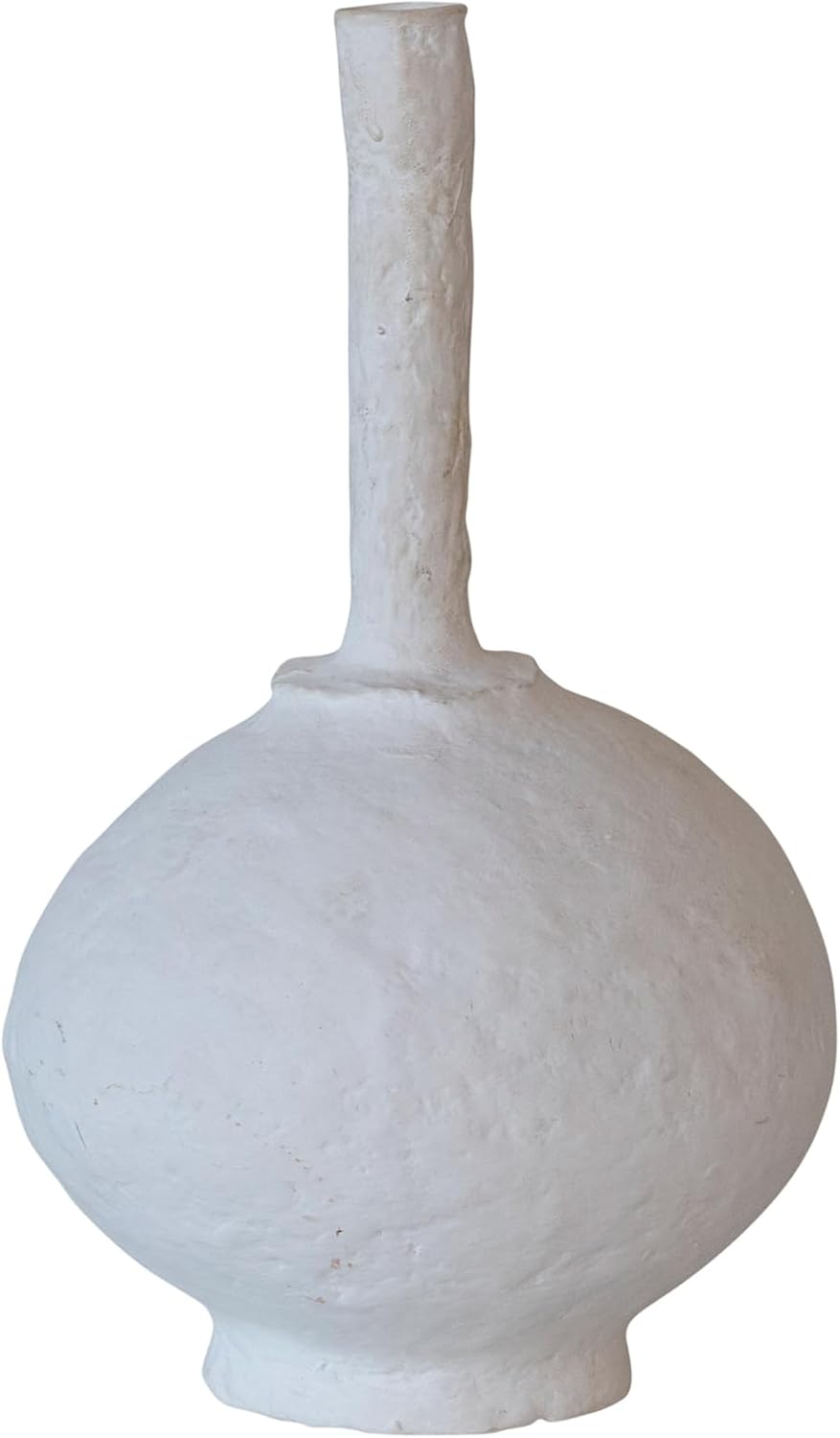 Creative Co-Op Paper Mache Taper Holder with Tall Neck and Whitewashed Finish