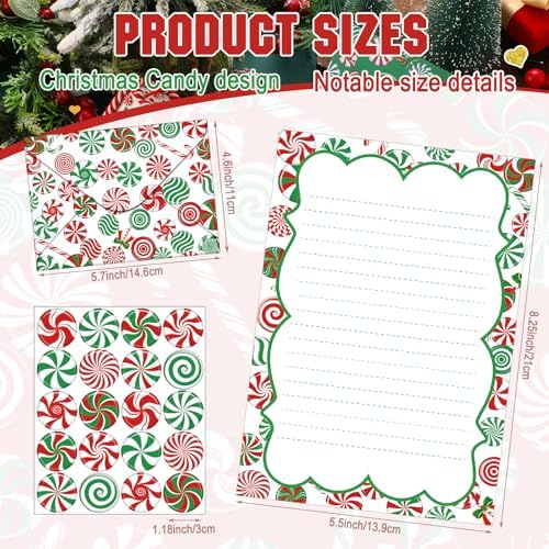 TaoBary 160 Pack Stationery Set with 10 Christmas Candy Designs