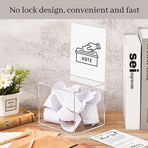 Bucherry 3 Pcs Acrylic Donation Box with Slot and Sign