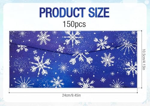 Whaline 150Pcs Christmas Money Envelope Blue White Snowflake