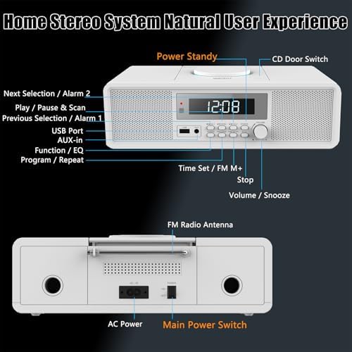 WISCENT Home Stereo System with CD Player and Bluetooth