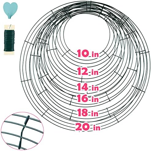 6 Pack Metal Wreath Frame with Hooks and Wire