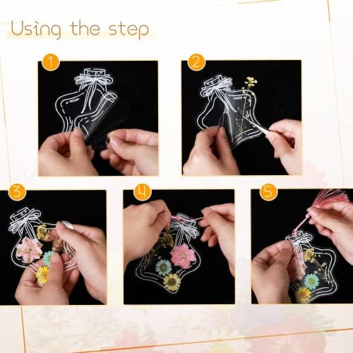 TaoBary 91 Pcs Transparent Dried Flower Bookmark Set with Butterflies Tassels and Tweezer