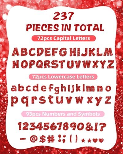 237 Pcs Glitter Bulletin Board Letters Red