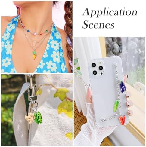 FASHEWELRY 36 Pcs Resin Vegetable Pendants with Loops