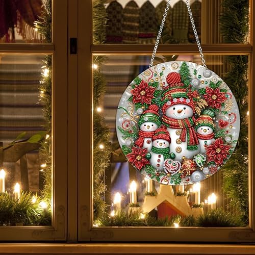 DIY Christmas Diamond Art Snowman Wreath Kit