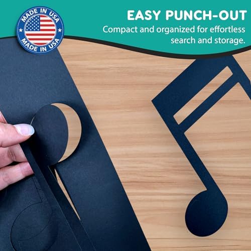 70 pcs Black Music Note Cutouts for Musical Decor
