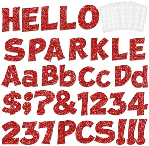 237 Pcs Glitter Bulletin Board Letters Red