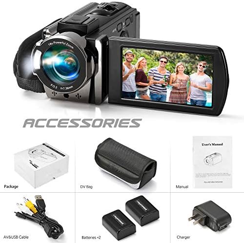 Kimire Full HD 1080P Camcorder with 2 Batteries