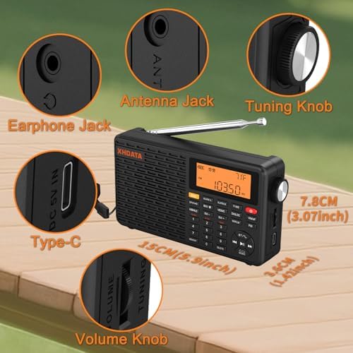 XHDATA D109WB Weather Radio with NOAA Alert and Bluetooth Speaker
