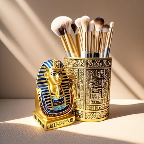 Ancient Egyptian Pencil Holder with Pharaoh and Isis