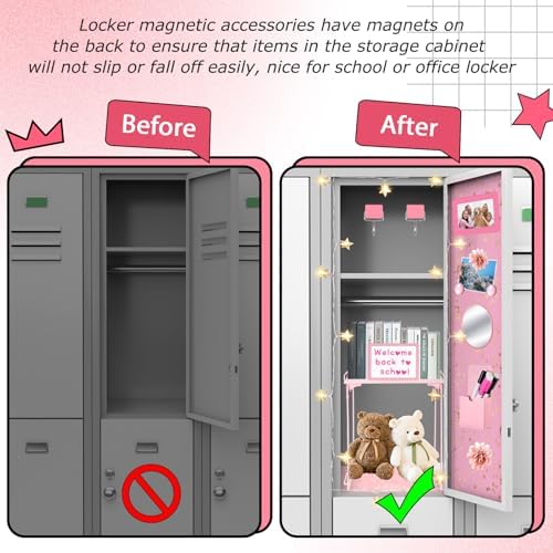 Pink Locker Accessories Set with Magnetic Mirror and Whiteboard