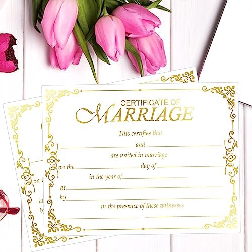 Gold Foil Marriage Certificates 11x85 Inch 24 Pcs Wedding Paper