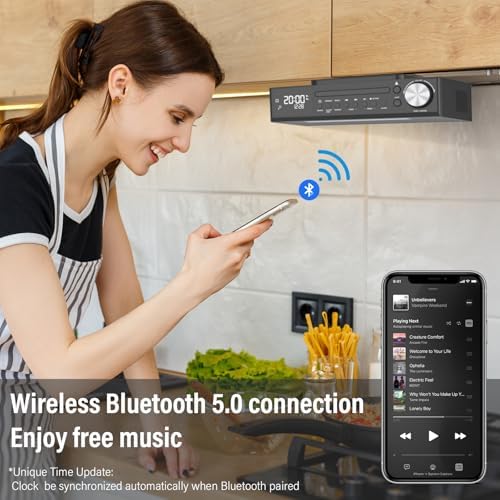 Monodeal Bluetooth CD Player with LED Light and Dual Alarm Clock