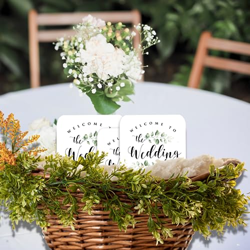 50 Pcs Personalized Wedding Paper Fans With Wooden Handles