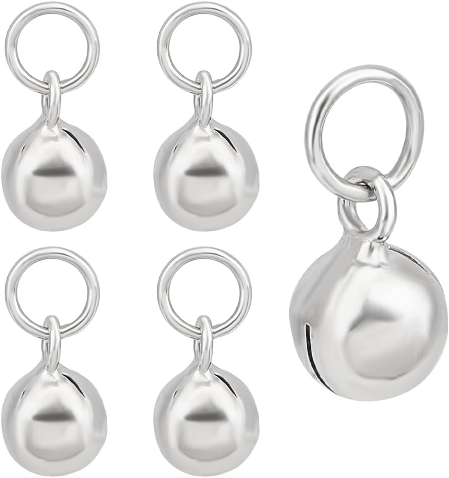 BENECREAT 5Pcs 925 Sterling Silver Jingle Bells