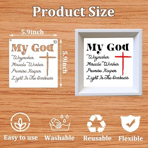 16 Piece Christian Stencils for Painting - Reusable Bible Verse Cross Faith Stencils Set