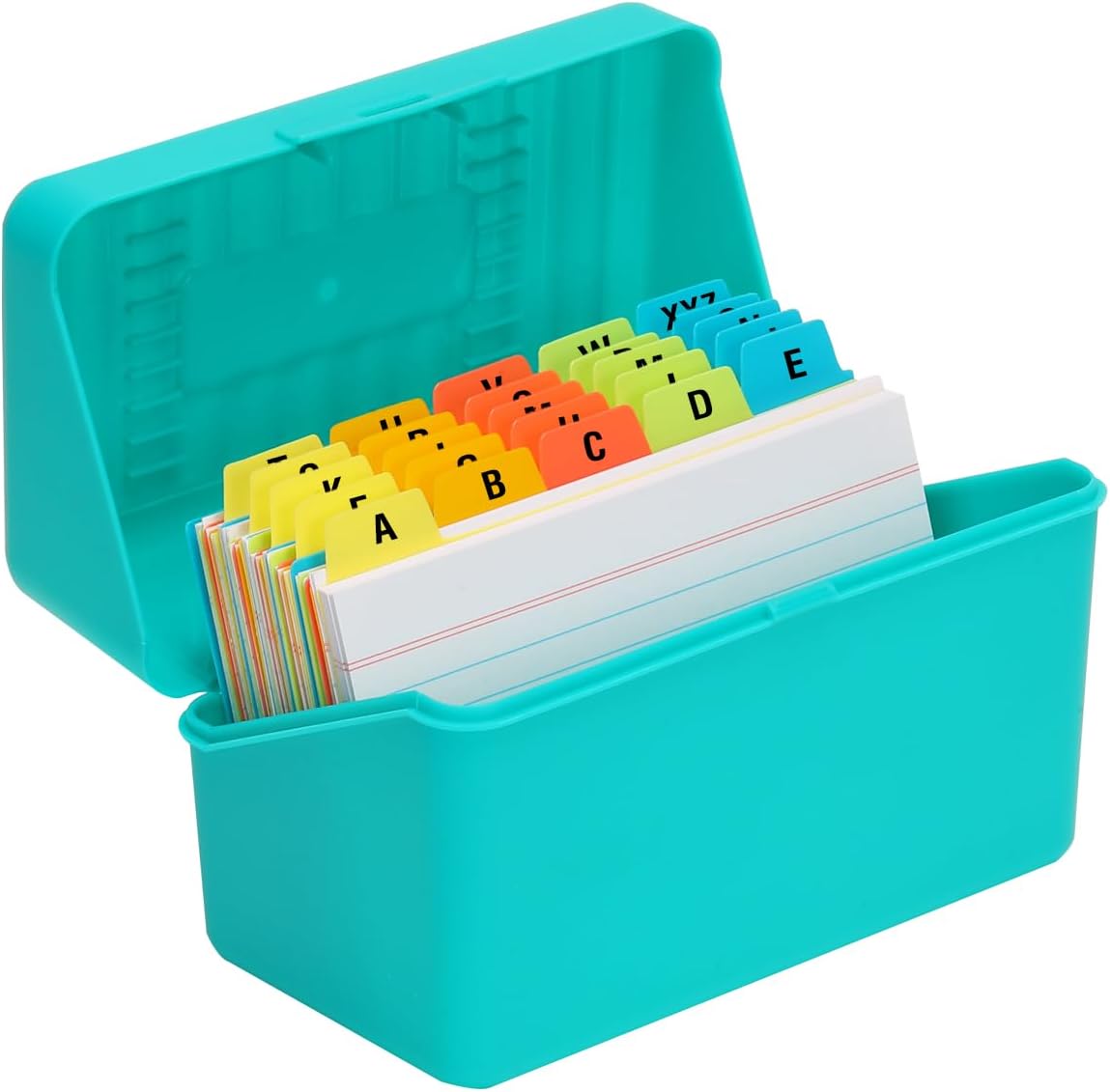 H4D 3x5 Index Card Holder with 100 Cards and 25 Dividers Teal