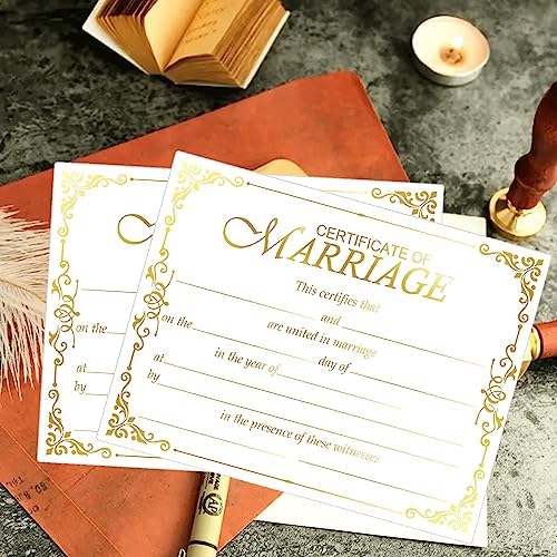 Gold Foil Marriage Certificates 11x85 Inch 24 Pcs Wedding Paper