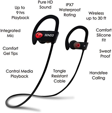 Senso Bluetooth Headphones with Mic IPX7 Waterproof