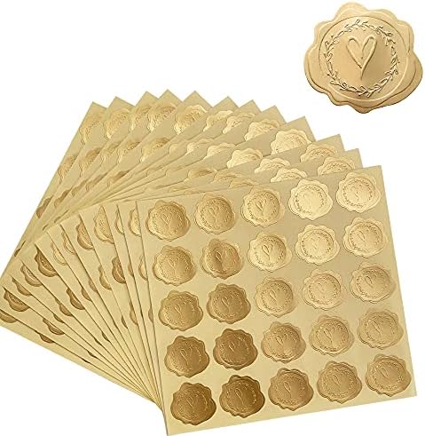 300pcs Gold Heart Envelope Seals with Self-Adhesive