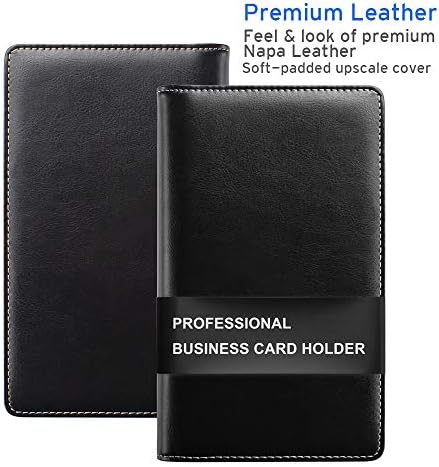 Sooez Leather Business Card Book Holder Organizer 240 Capacity Black