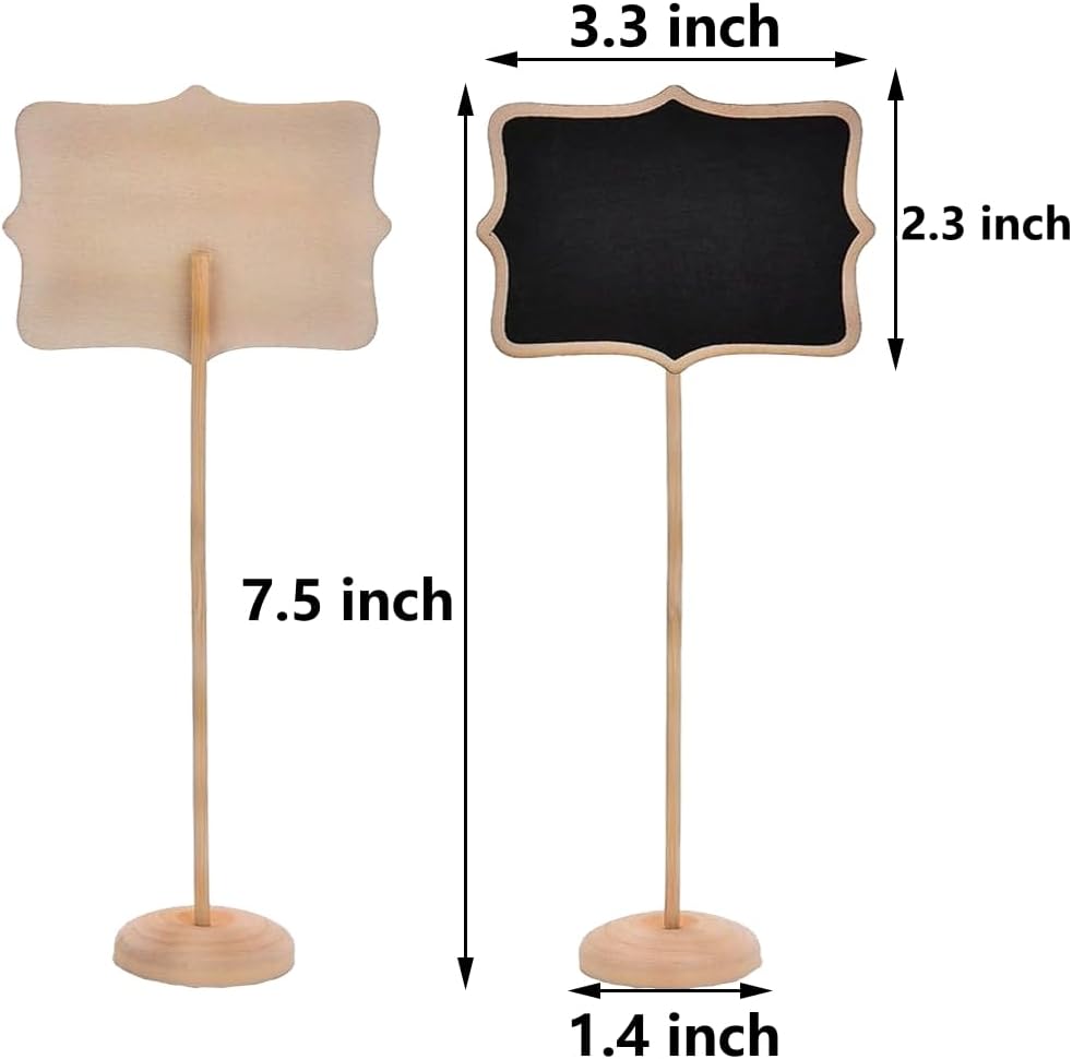 20PCS Wood Mini Chalkboard Signs with Stickers and Chalk
