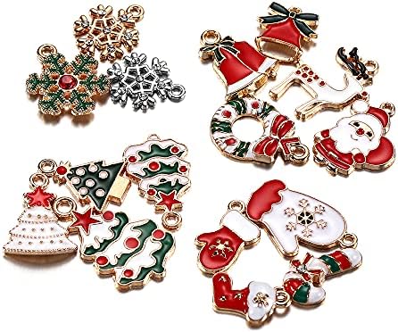 20pcs Christmas Charms Pendants Enamel Bracelet DIY Decor
