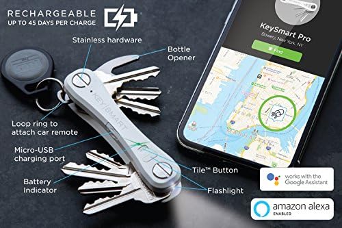 KeySmart Pro - Key Holder with LED Flashlight and Tile Bluetooth