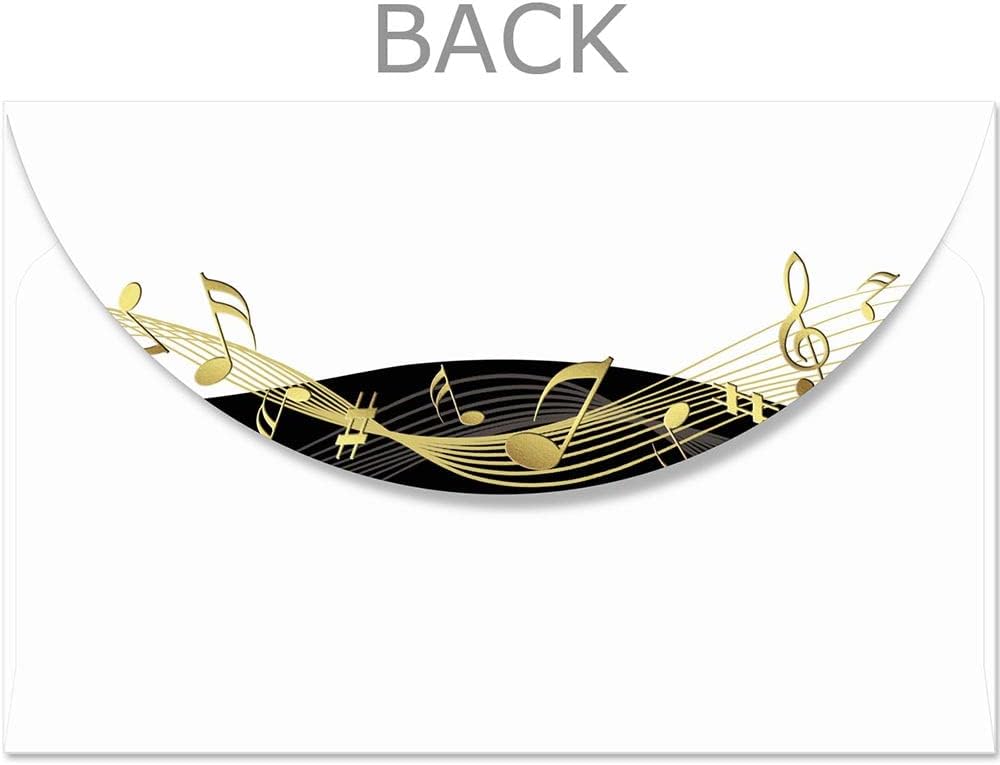 Golden Tunes Music Notes Crescent Flap Envelopes Set of 25