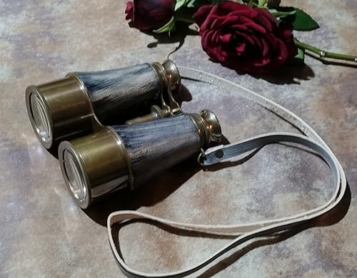 Antique Marine Victorian Binoculars with Brass and Leather Cover