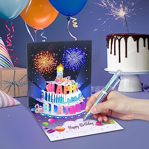 INPHER Birthday Card with Fireworks Pop Up Light Music