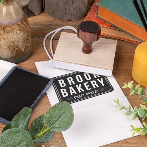 Personalized Rubber Hand Stamp with Wood Handle