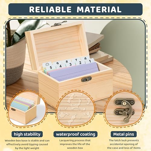 MOBYKE Index Card Holder 3x5 Inch 100 Pcs Wooden Organizer