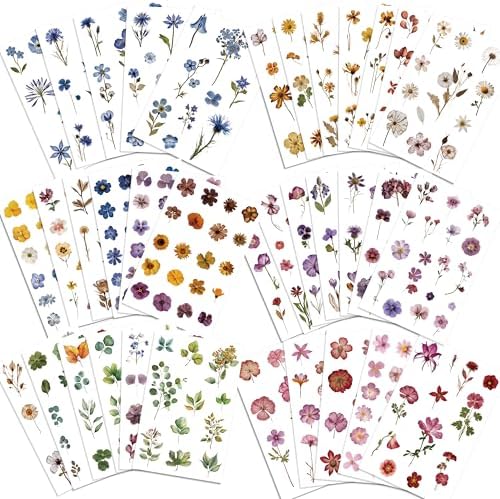 Pressed Flower Stickers 500 Pieces 36 Sheets