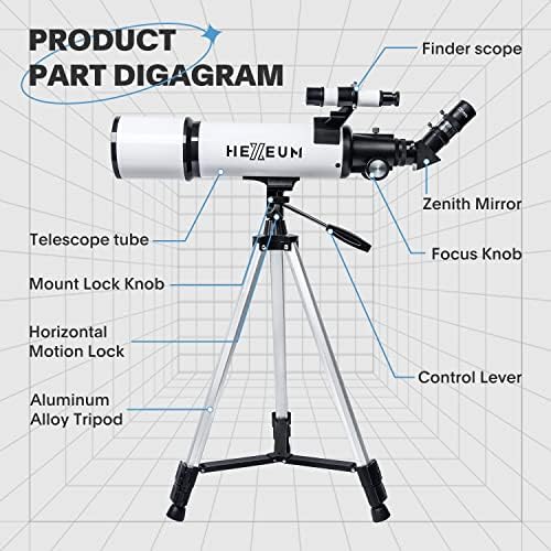 HEXEUM 80mm Aperture Telescope with AZ Mount and Phone Adapter