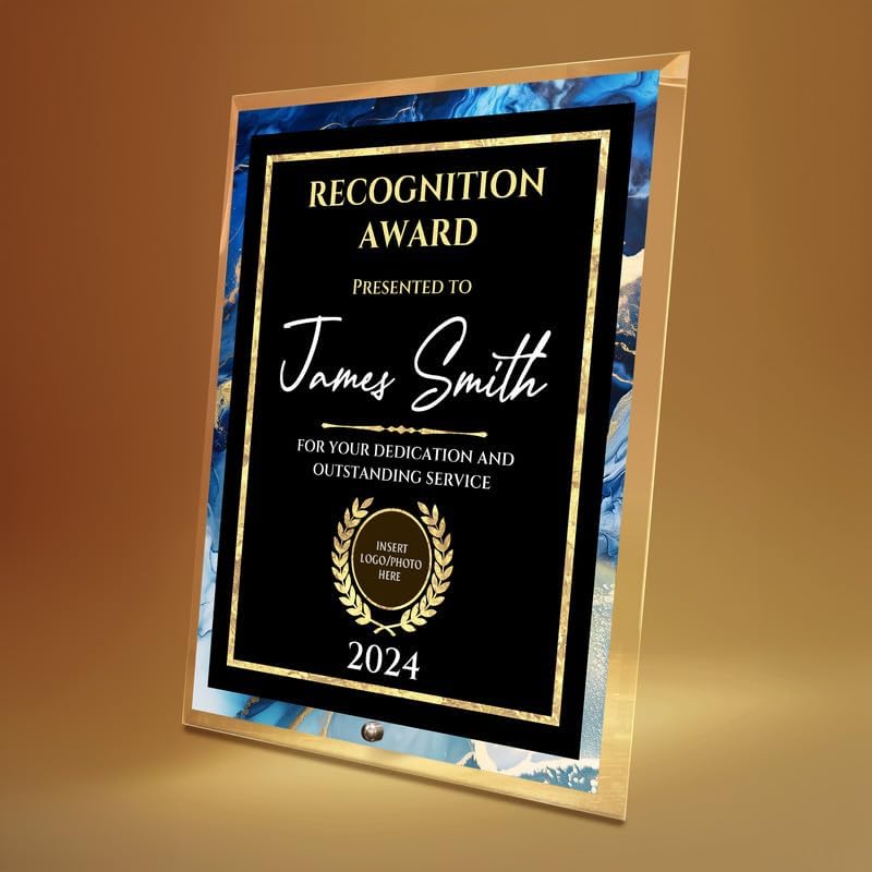 8x10 Personalized Glass Plaque for Awards and Recognition