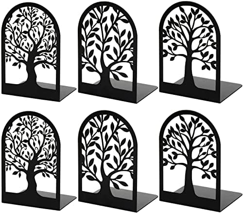 HappyHapi Book Ends Set 3 Pairs 6 Pcs L Shaped Metal