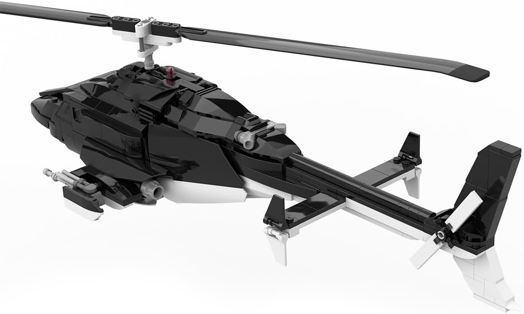 Bell 222 Military Helicopter Model Kit with 1039PCS Building Blocks