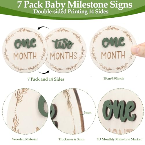 7 Pack Double Sided Baby Milestone Cards Sign