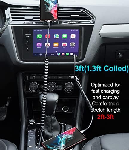 PRAKIE 2Pack USB C 3ft Coiled Charge Cable