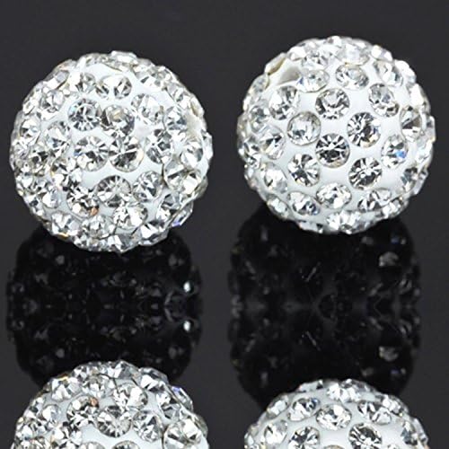 RUBYCA Pave Czech Crystal Clay Beads 20pcs 12mm White Clear