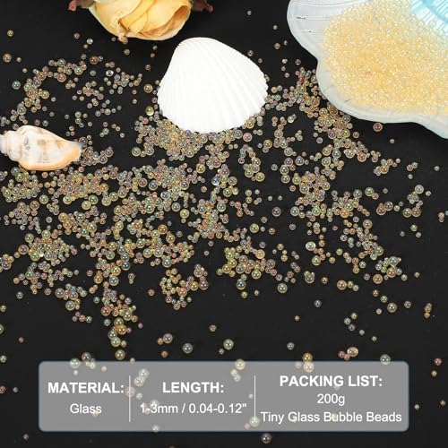 PATIKIL 1-3mm Orange Iridescent Glass Bubble Beads 200g