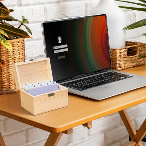 MOBYKE Index Card Holder 3x5 Inch 100 Pcs Wooden Organizer