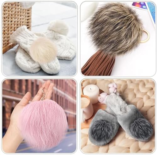 SIQUK 21pcs 6 Inch Faux Fur Pom Poms for Hats and Crafts