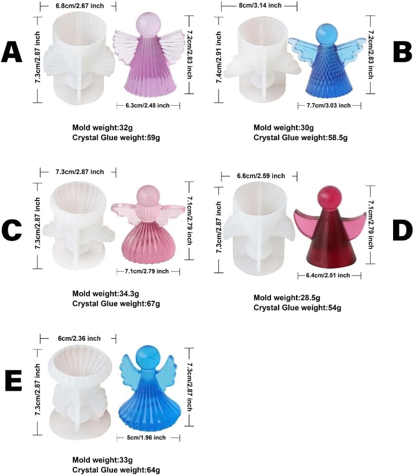 Angelic Shaped Sturdy Silicone Mold Set for Candle and Resin Crafts