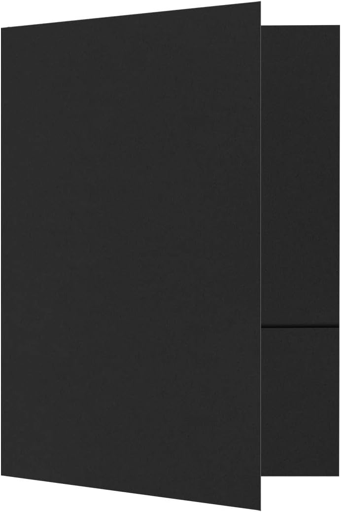 LUXPaper 9 x 12 Inch Project Folders Two Pocket Midnight Black 100lb