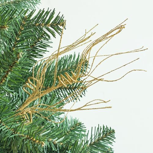 KI Store Gold Glitter Curly Christmas Tree Spray Set of 12