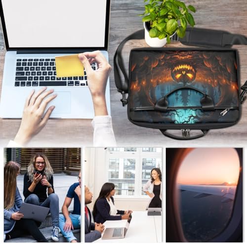 Halloween Candles Pumpkin Lantern Laptop Shoulder Bag for Men Women