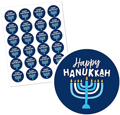 Big Dot of Happiness Hanukkah Menorah Sticker Labels - 24 Count